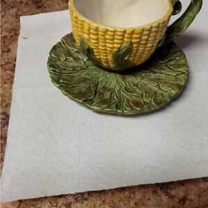 Yellow and Green Corn Design Cup and Saucer